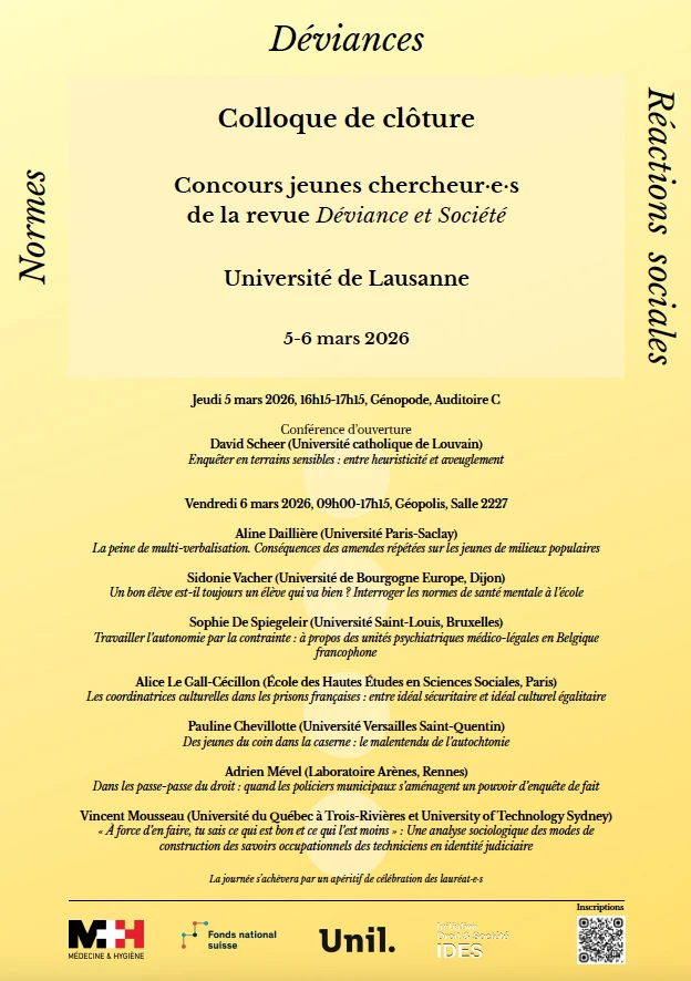 Colloque concours jeunes chercheurs revue Déviance